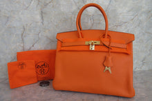 Load image into Gallery viewer, HERMES BIRKIN 35 Clemence leather Orange □G Engraving Hand bag 700050104
