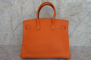 HERMES BIRKIN 35 Clemence leather Orange □G Engraving Hand bag 700050104