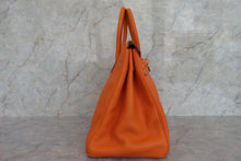 Load image into Gallery viewer, HERMES BIRKIN 35 Clemence leather Orange □G Engraving Hand bag 700050104
