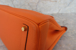 HERMES BIRKIN 35 Clemence leather Orange □G Engraving Hand bag 700050104