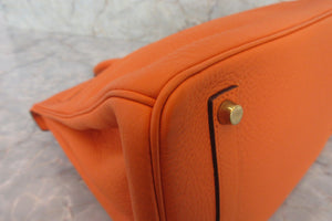 HERMES BIRKIN 35 Clemence leather Orange □G Engraving Hand bag 700050104