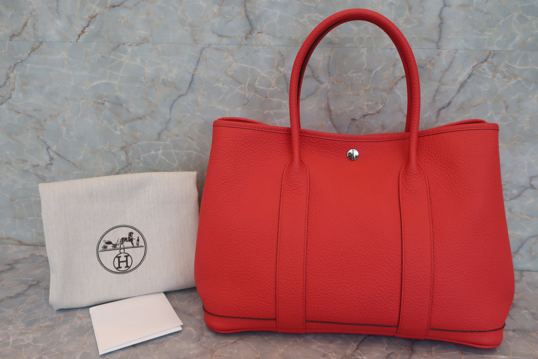 HERMES GARDEN PARTY PM Country leather Rouge tomate X刻印 Tote bag 600070045