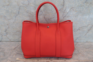 HERMES GARDEN PARTY PM Country leather Rouge tomate X刻印 Tote bag 600070045