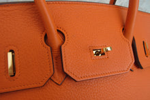 Load image into Gallery viewer, HERMES BIRKIN 35 Clemence leather Orange □G Engraving Hand bag 700050104
