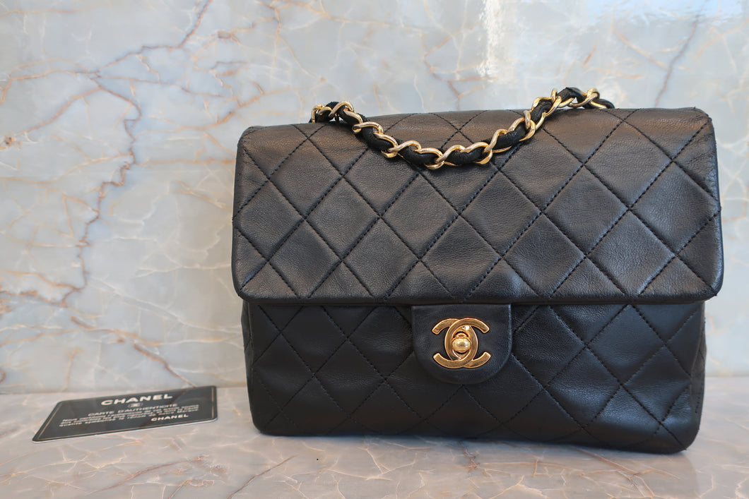 CHANEL/シャネル ミニマトラッセシングルフラップチェーンショルダーバッグ ラムスキン ブラック/ゴールド金具 ショルダーバッグ 700100110