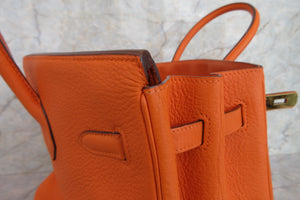 HERMES BIRKIN 35 Clemence leather Orange □G Engraving Hand bag 700050104