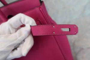 HERMES BIRKIN 30 Clemence leather Rose purple C Engraving Hand bag 600050150