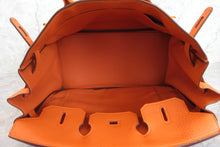 Load image into Gallery viewer, HERMES BIRKIN 35 Clemence leather Orange □G Engraving Hand bag 700050104
