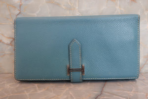 HERMES／エルメス ベアンデュプリ ヴォーエプソン ブルージーン □O刻印 財布 700050134