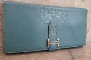 HERMES／エルメス ベアンデュプリ ヴォーエプソン ブルージーン □O刻印 財布 700050134