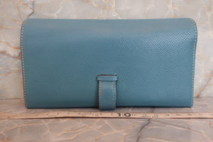 HERMES／エルメス ベアンデュプリ ヴォーエプソン ブルージーン □O刻印 財布 700050134