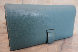 HERMES／エルメス ベアンデュプリ ヴォーエプソン ブルージーン □O刻印 財布 700050134