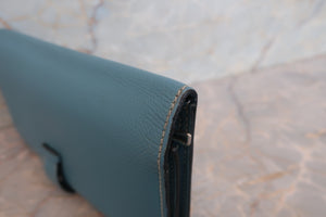 HERMES／エルメス ベアンデュプリ ヴォーエプソン ブルージーン □O刻印 財布 700050134