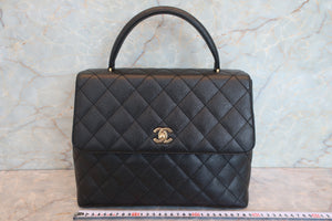 CHANEL Matelasse trapezoid hand bag Caviar skin Black/Gold hadware Hand bag 700090112