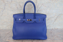 将图片加载到图库查看器，HERMES BIRKIN 35 Clemence leather Blue electric □R刻印 Hand bag 600100093
