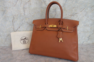 HERMES BIRKIN 35  Clemence leather Brown 〇Y Engraving Hand bag 700030027