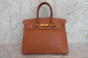 HERMES BIRKIN 35  Clemence leather Brown 〇Y Engraving Hand bag 700030027