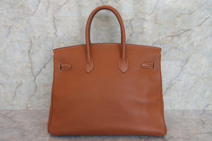 HERMES BIRKIN 35  Clemence leather Brown 〇Y Engraving Hand bag 700030027