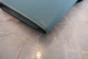 HERMES／エルメス ベアンデュプリ ヴォーエプソン ブルージーン □O刻印 財布 700050134