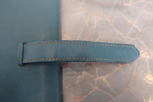 HERMES／エルメス ベアンデュプリ ヴォーエプソン ブルージーン □O刻印 財布 700050134