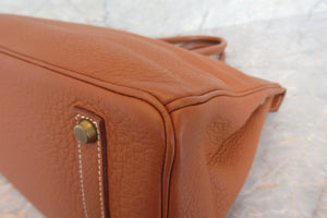 HERMES BIRKIN 35  Clemence leather Brown 〇Y Engraving Hand bag 700030027