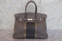 将图片加载到图库查看器，HERMES BIRKIN 35 Clemence leather/Lizard Etain/Graphite/Gris fonce □P刻印 Hand bag 600090120
