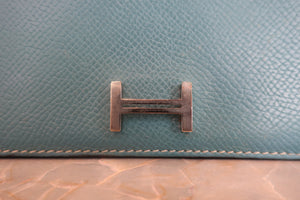 HERMES／エルメス ベアンデュプリ ヴォーエプソン ブルージーン □O刻印 財布 700050134