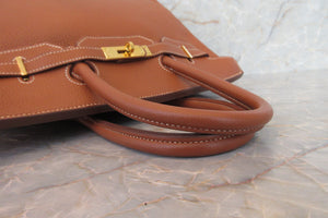 HERMES BIRKIN 35  Clemence leather Brown 〇Y Engraving Hand bag 700030027