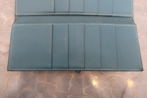 HERMES／エルメス ベアンデュプリ ヴォーエプソン ブルージーン □O刻印 財布 700050134