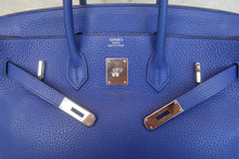 将图片加载到图库查看器，HERMES BIRKIN 35 Clemence leather Blue electric □R刻印 Hand bag 600100093
