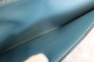 HERMES／エルメス ベアンデュプリ ヴォーエプソン ブルージーン □O刻印 財布 700050134
