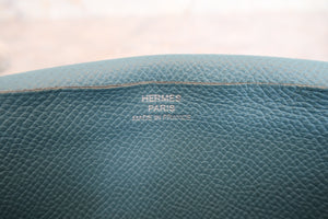 HERMES／エルメス ベアンデュプリ ヴォーエプソン ブルージーン □O刻印 財布 700050134