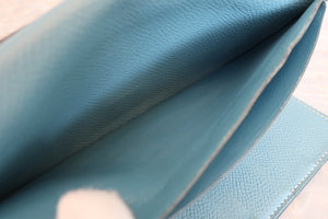 HERMES／エルメス ベアンデュプリ ヴォーエプソン ブルージーン □O刻印 財布 700050134