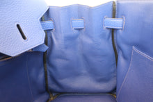 将图片加载到图库查看器，HERMES BIRKIN 35 Clemence leather Blue electric □R刻印 Hand bag 600100093
