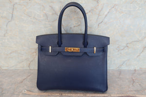 HERMES BIRKIN 30 Epsom leather Blue saphir X刻印 Hand bag 600100095