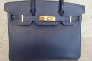 HERMES BIRKIN 30 Epsom leather Blue saphir X刻印 Hand bag 600100095