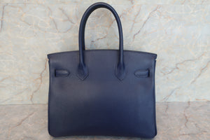 HERMES BIRKIN 30 Epsom leather Blue saphir X刻印 Hand bag 600100095