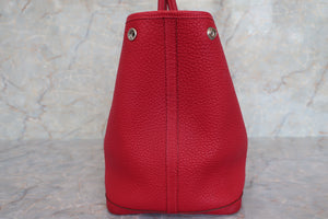 HERMES GARDEN PARTY PM Negonda leather Rouge casaque T Engraving Tote bag 500100195