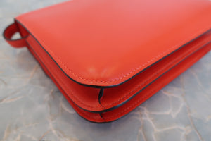 HERMES CONSTANCE3 MINI Box carf leather Rouge piment A Engraving Shoulder bag 700090103