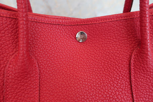 HERMES GARDEN PARTY PM Negonda leather Rouge casaque T Engraving Tote bag 500100195