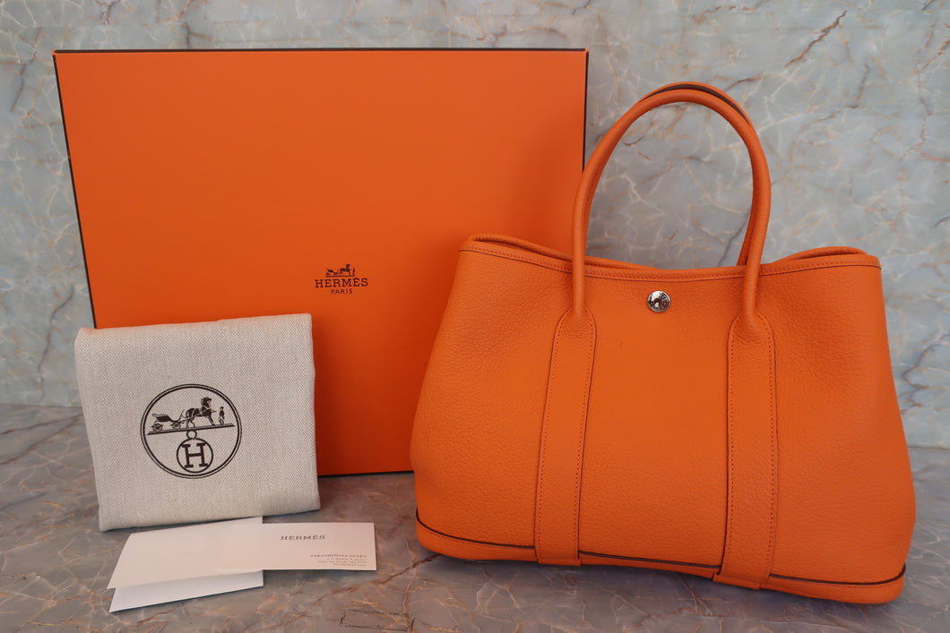 HERMES GARDEN PARTY TPM Negonda leather Orange □N Engraving Tote bag 700090077