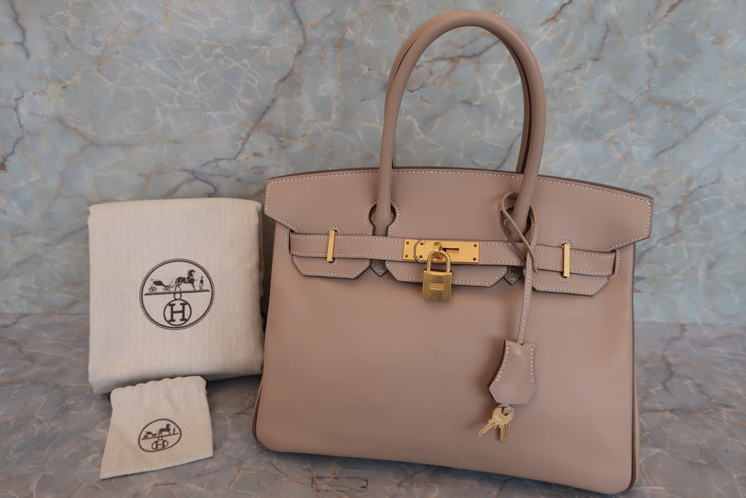HERMES／エルメス バーキン30 パーソナルオーダー ヴォースイフト アルジル/エトゥープ/マットゴールド金具 □P刻印 ハンドバッグ 700060173
