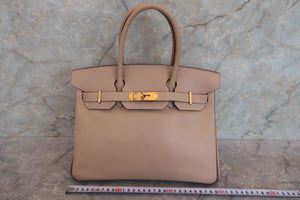 HERMES／エルメス バーキン30 パーソナルオーダー ヴォースイフト アルジル/エトゥープ/マットゴールド金具 □P刻印 ハンドバッグ 700060173