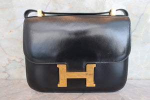 HERMES／エルメス コンスタンス24 ボックスカーフ ブラック 〇H刻印 ショルダーバッグ 700080038