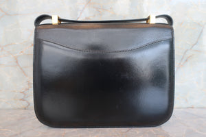 HERMES／エルメス コンスタンス24 ボックスカーフ ブラック 〇H刻印 ショルダーバッグ 700080038