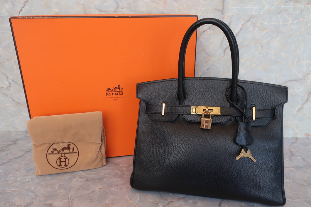 HERMES BIRKIN 30 Ardennes leather Black □C Engraving Hand bag 600090110