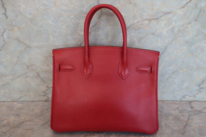 HERMES BIRKIN 30 Ardennes leather Rouge vif □F Engraving Hand bag 700090079