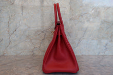 Load image into Gallery viewer, HERMES BIRKIN 30 Ardennes leather Rouge vif □F Engraving Hand bag 700090079
