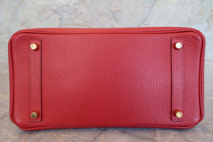 HERMES BIRKIN 30 Ardennes leather Rouge vif □F Engraving Hand bag 700090079