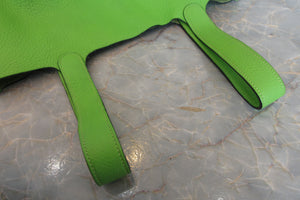 HERMES PICOTIN MM Clemence leather Apple green □H Engraving Hand bag 700060049